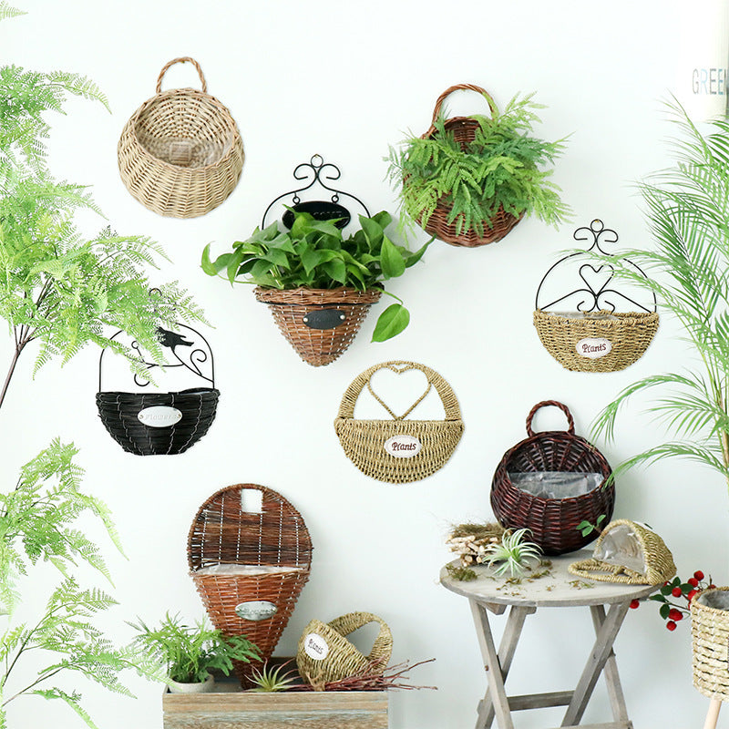 Homorahub Woven Spider Plant Wall Hanging Basket