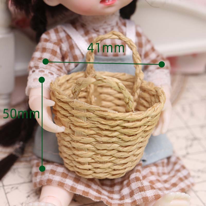 Homorahub Miniature Candy Toy Woven Basket Storage Basket Mini Model