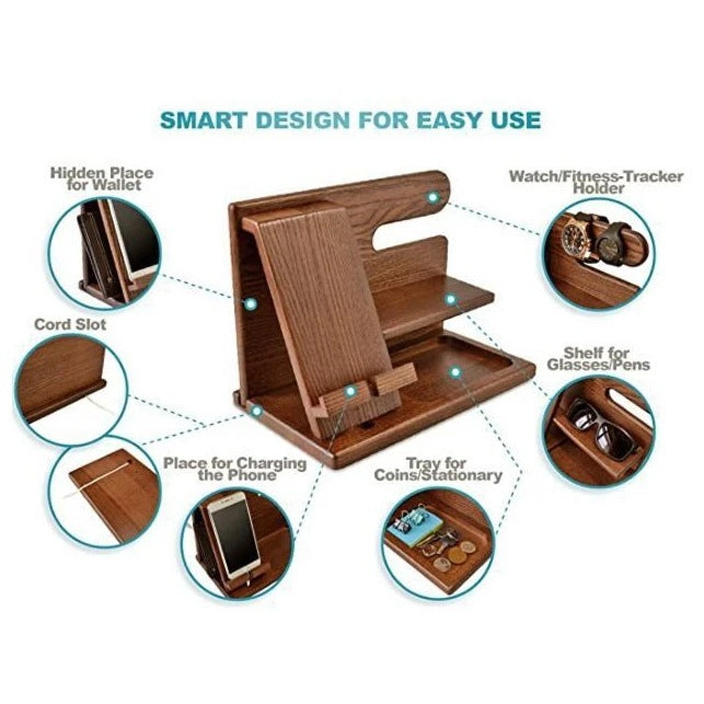 Homorahub Wooden Desk Organizer with Phone Dock Support